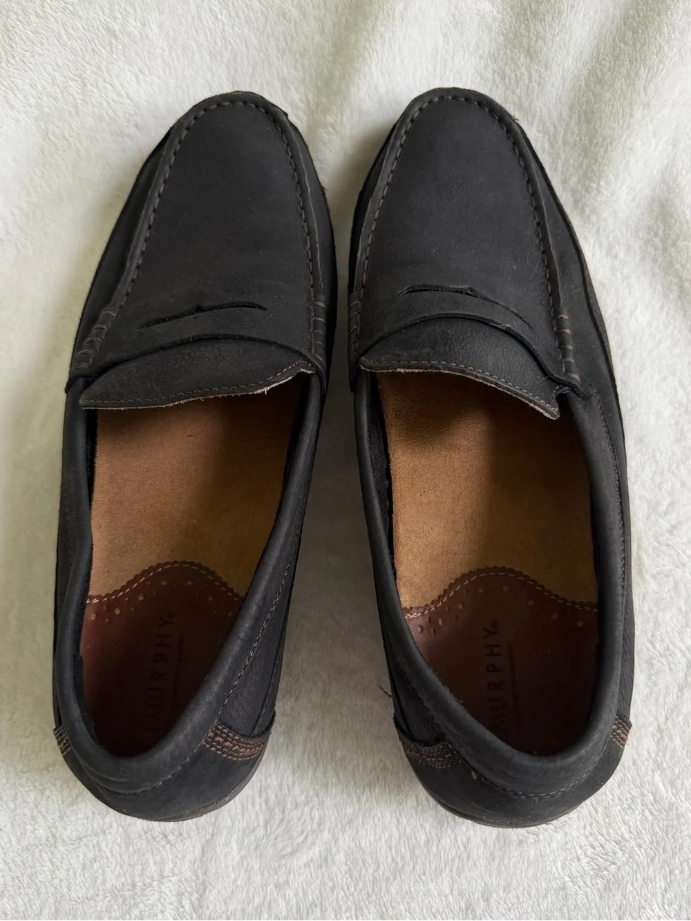 Johnston & Murphy J. Murphy Black Nubuck Loafers Drivers Size 9.5